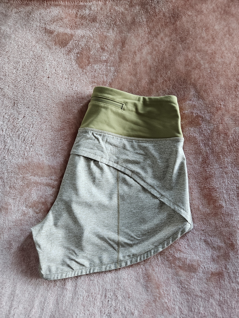 lululemon athletica Light Heather Gray Shorts with Olive Liner And Waistband